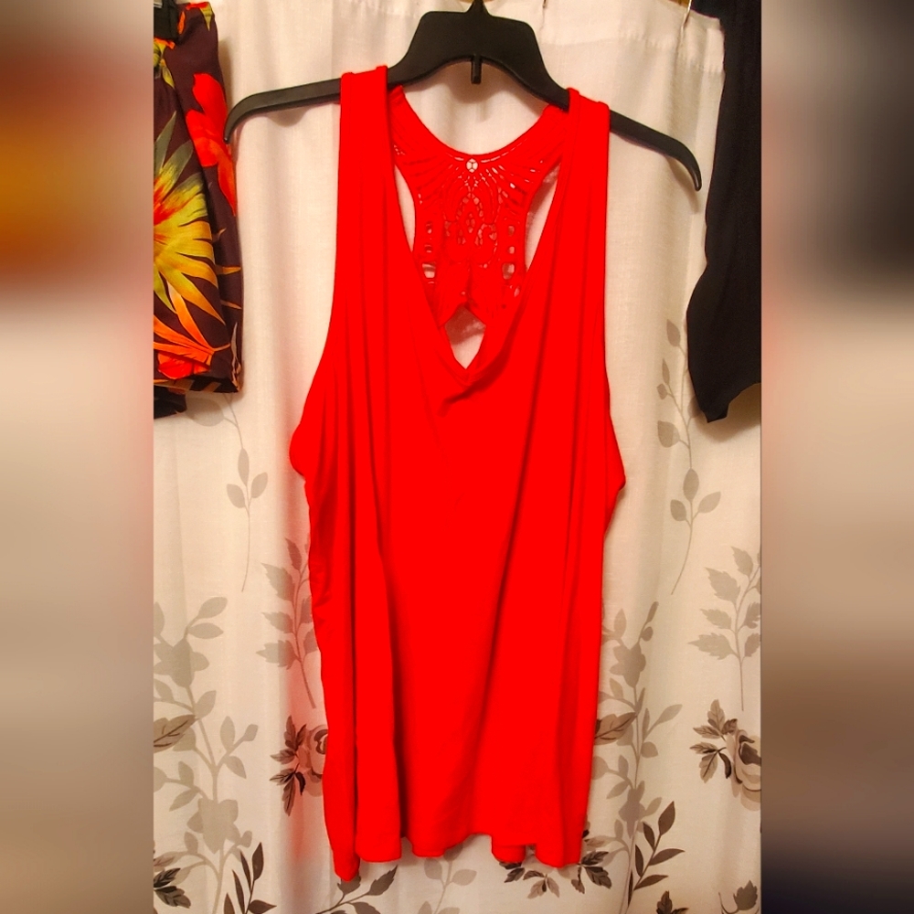 Classy Livi Swing Tank Top with Embroidery Crochet in back